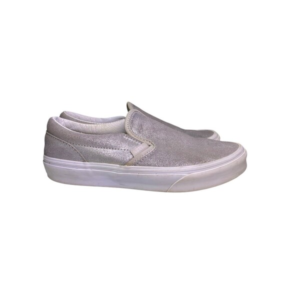 Vans Classic Slip On Silver Shoes With Box Kids Size 3.5 - Picture 4 of 16